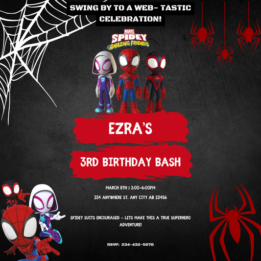 Web-Tastic Spidey Party Invite