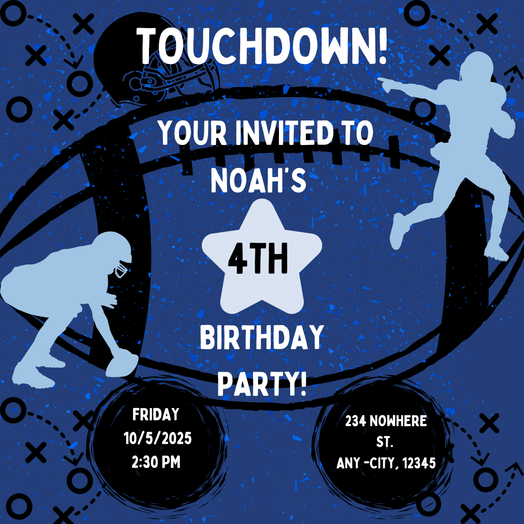 Football Themed Birthday Party Invitation | Customizable Digital Download for Kids Party